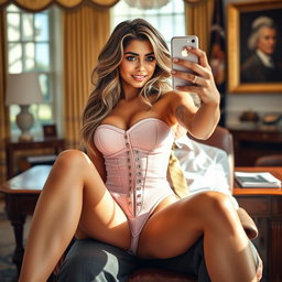 A captivating 19-year-old Arabic woman with a gorgeous slender and petite physique, characterized by thin breasts, a tiny waist, and very wide hips