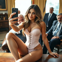 A striking 19-year-old Arabic woman with a stunning petite figure, characterized by thin breasts, a tiny waist, and very wide hips