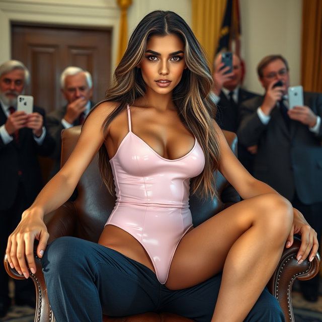 A stunning 19-year-old Arabic woman with a gorgeous, thin, and petite figure, showcasing delicate breasts, a tiny waist, and very wide hips