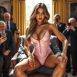 A stunning young Arabic woman, around 19 years old, with a gorgeous thin and petite physique featuring delicate breasts, a tiny waist, and very wide hips