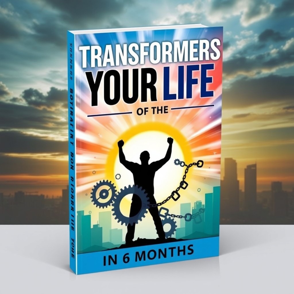 A book cover design for 'Transformers Your Life in 6 Months', featuring a bold, motivational style