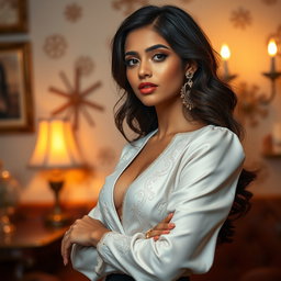 A stylized artistic representation of a young woman reminiscent of characteristics associated with Mia Khalifa, portrayed in an elegant and tasteful fashion