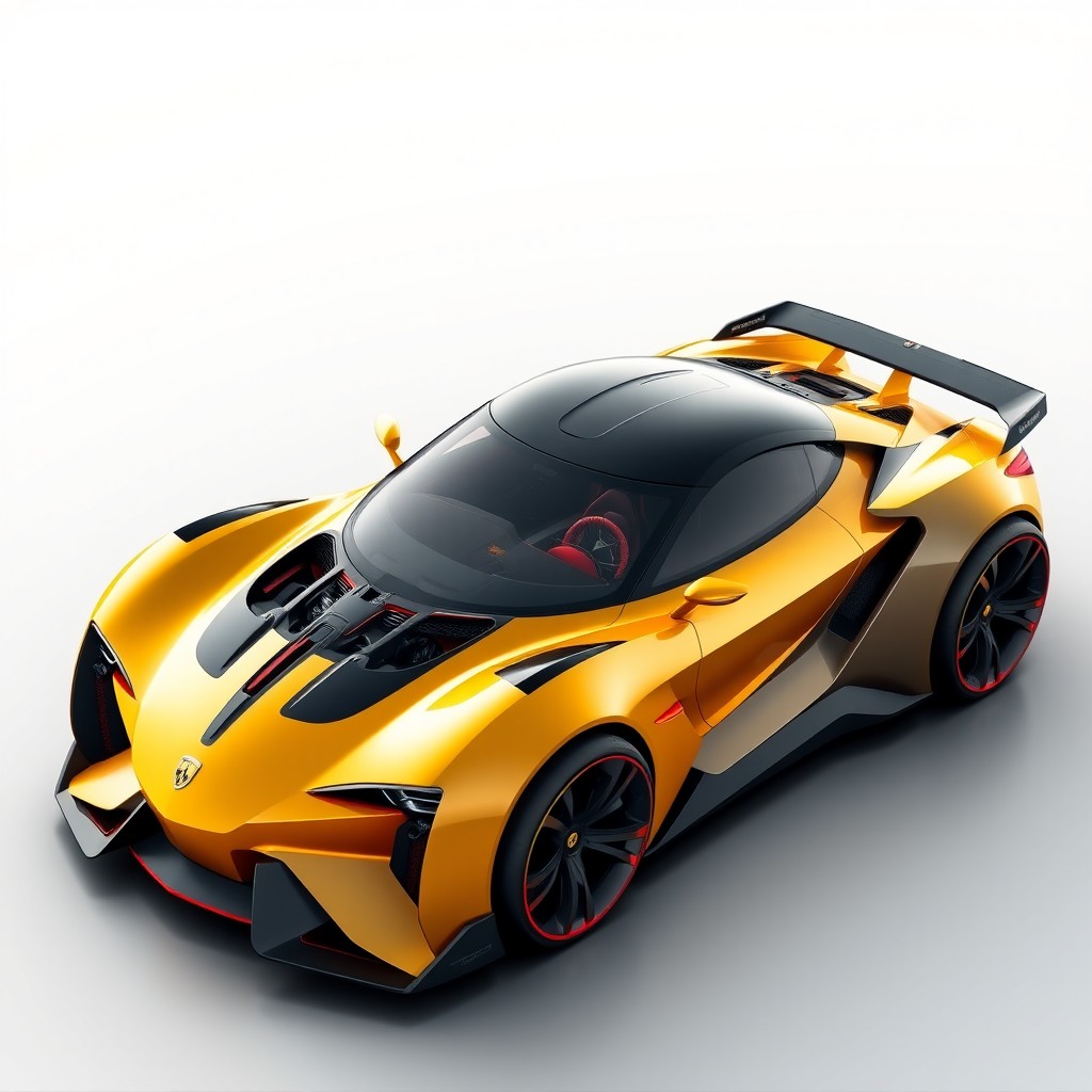 A unique and futuristic 18-cylinder car, featuring a bold and innovative design that stands out distinctly from existing automobiles