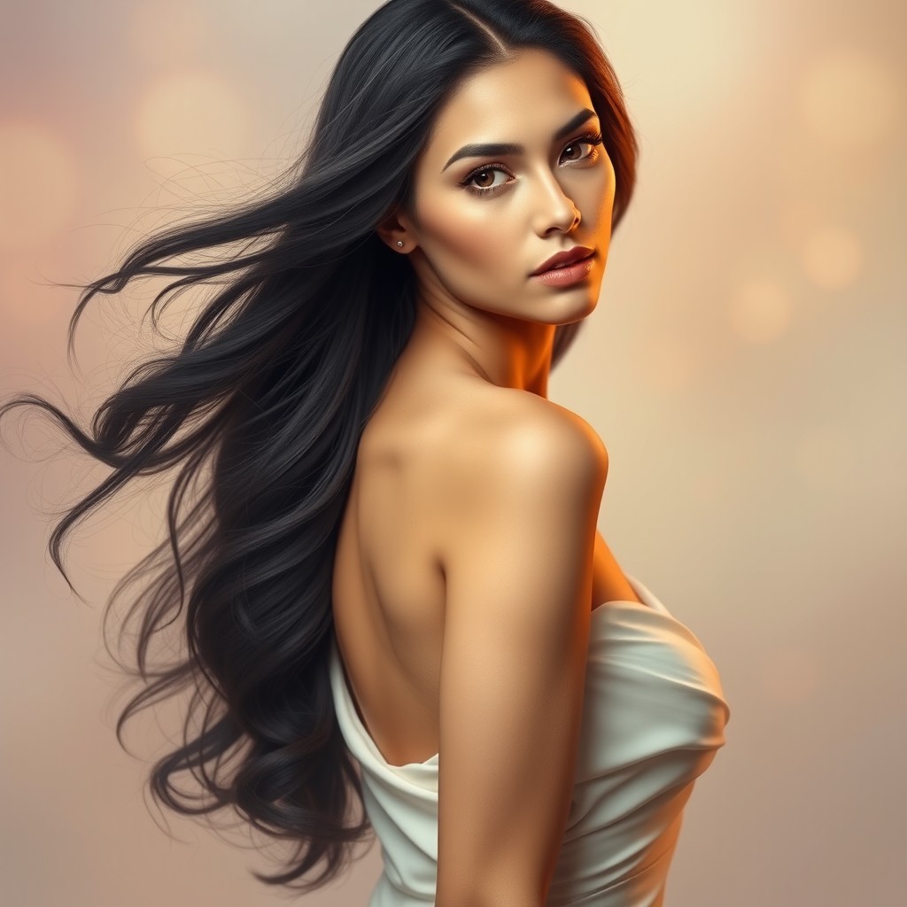 A stunning portrait of an elegant woman named Agnes Monika, depicted in a sophisticated and artistic manner