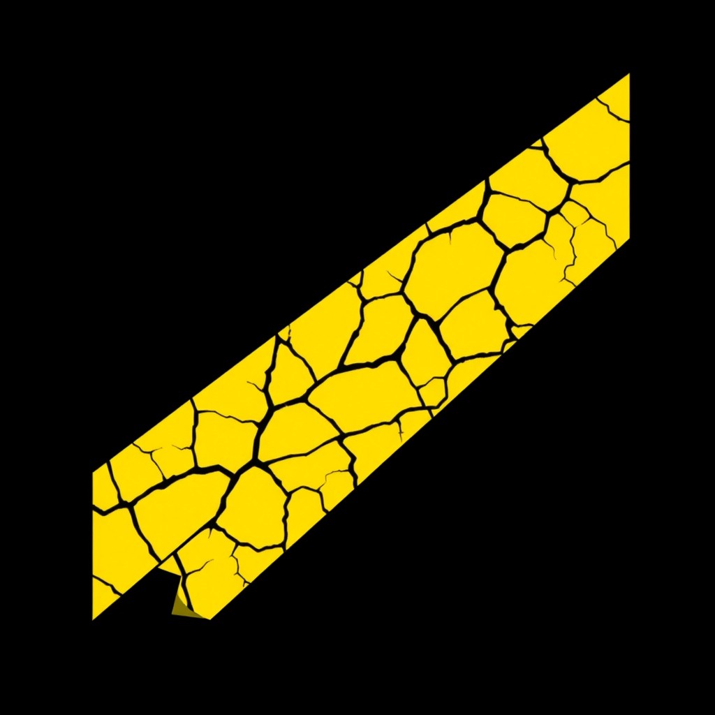 A bold black and yellow t-shirt featuring a prism style design with diagonal cracks, where the center of the shirt showcases a solid black diagonal stripe