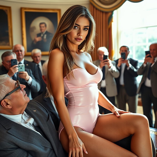 A stunning 18-year-old Arabic woman with an alluring thin and petite frame, featuring small breasts, a tiny waist, and very wide hips that create a striking silhouette