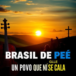 A YouTube thumbnail with a patriotic Brazilian theme, featuring a sunset over green hills in the background