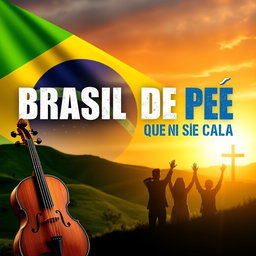 A YouTube thumbnail with a patriotic Brazilian theme, featuring a sunset over green hills in the background