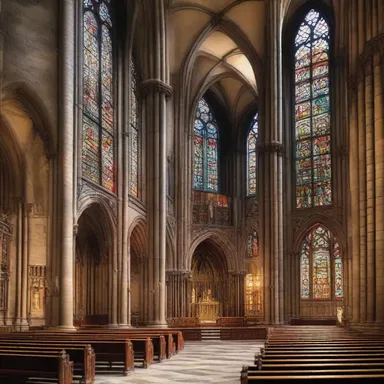 The magnificent cathedral with its splendid stained glass windows was a sacred place of worship.