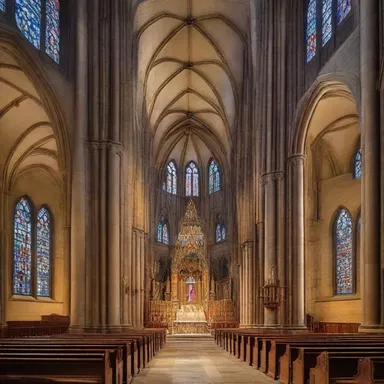 The magnificent cathedral with its splendid stained glass windows was a sacred place of worship.