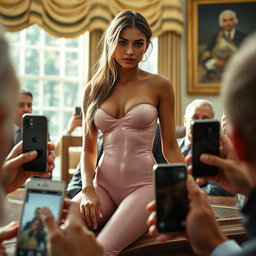 A striking 18-year-old Arabic woman, characterized by her gorgeous thin and petite physique, featuring small breasts, a tiny waist, and very wide hips