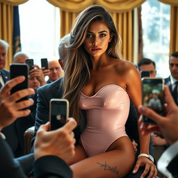 A striking 18-year-old Arabic woman, characterized by her gorgeous thin and petite physique, featuring small breasts, a tiny waist, and very wide hips