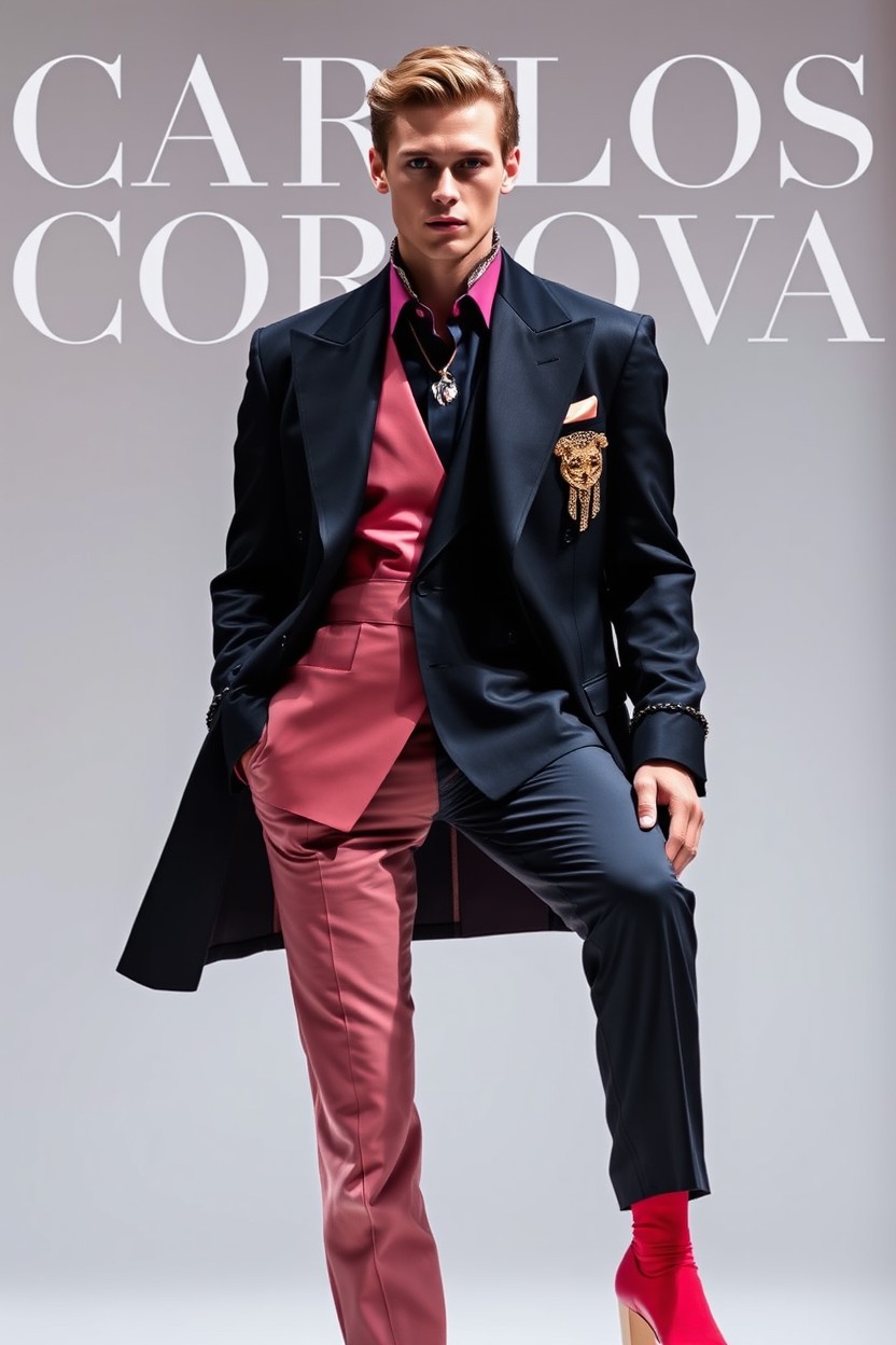 A striking display of a male model showcasing Mugler haute couture for the Spring/Summer collection