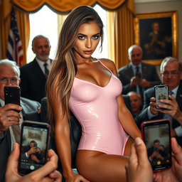 A mesmerizing 18-year-old Arabic woman with a stunningly slender and petite figure that features small breasts, a tiny waist, and very wide hips