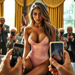 A striking 18-year-old Arabic woman, showcasing a gorgeous thin and petite figure with small breasts, a tiny waist, and very wide hips