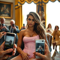 A striking 18-year-old Arabic woman, showcasing a gorgeous thin and petite figure with small breasts, a tiny waist, and very wide hips