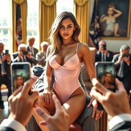 A striking 18-year-old Arabic woman, showcasing a gorgeous thin and petite figure with small breasts, a tiny waist, and very wide hips