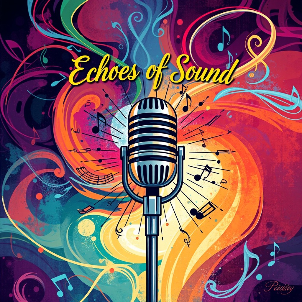 A captivating CD cover design featuring an abstract, colorful background filled with swirling patterns and vibrant hues