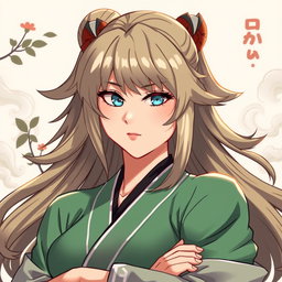 A stylized artistic representation of Tsunade, depicted with an emphasis on strength and beauty