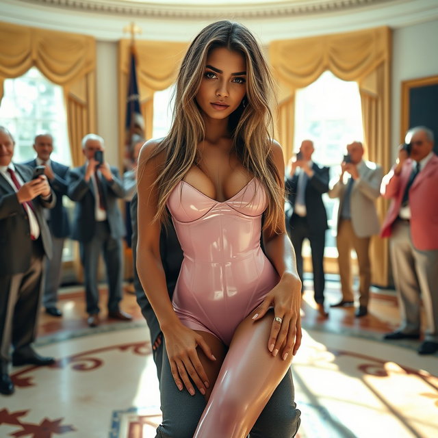 A stunning 18-year-old Arabic woman with a gorgeous thin and petite physique, characterized by small breasts, a tiny waist, and very wide hips