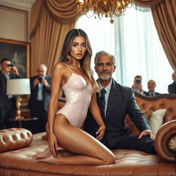 A captivating 18-year-old Arabic woman with a stunning thin and petite figure, featuring small breasts, a tiny waist, and very wide hips