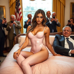 A stunning 18-year-old Arabic woman with a gorgeous thin and petite physique, characterized by small breasts, a tiny waist, and very wide hips