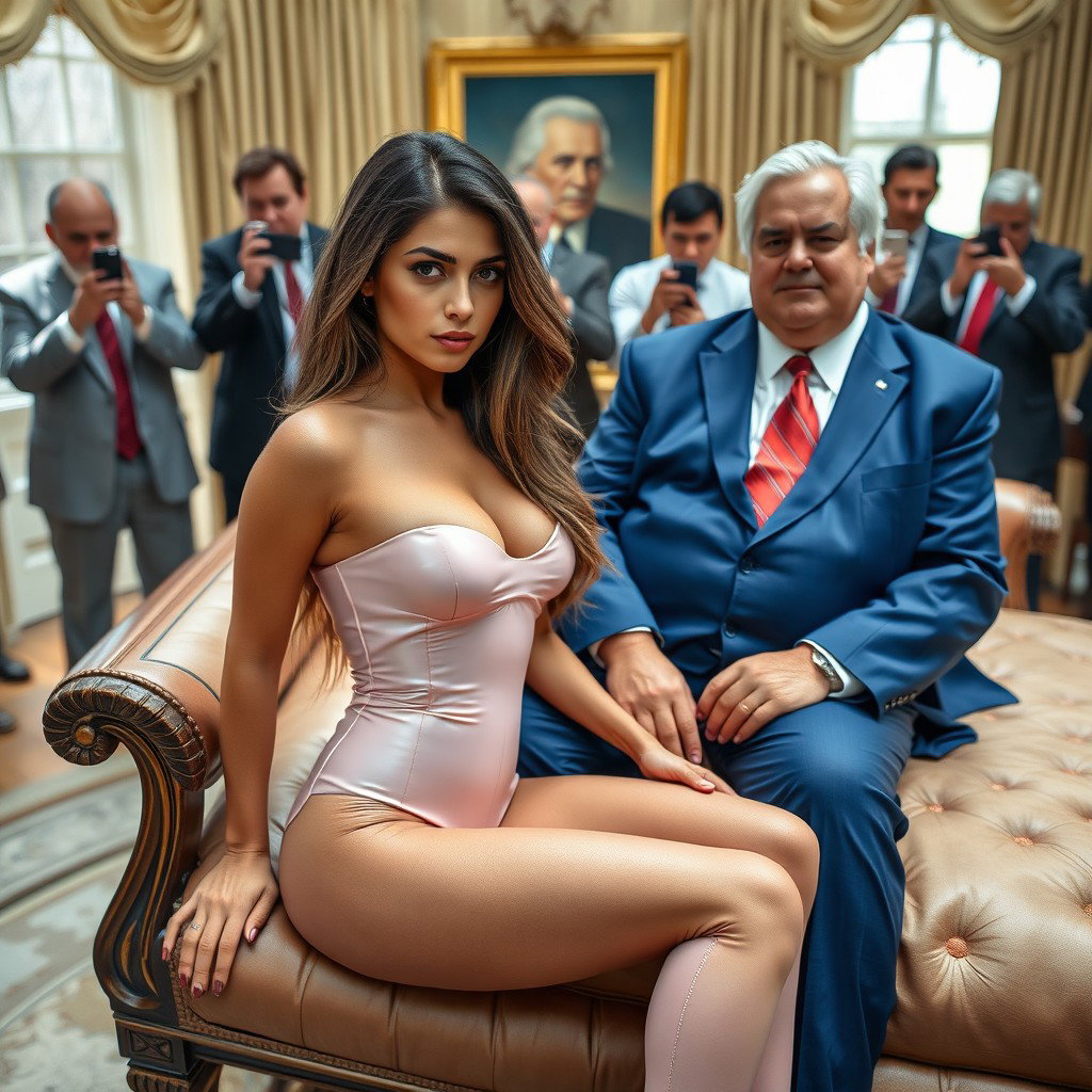 A striking scene featuring an 18-year-old Arabic woman with a gorgeous thin and petite physique, characterized by small breasts, a tiny waist, and very wide hips