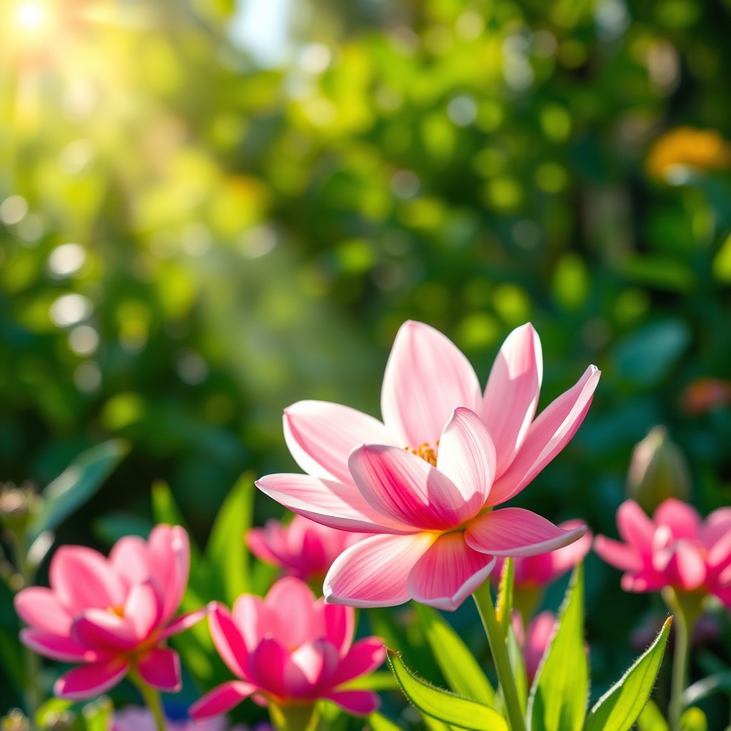A serene book cover design depicting a vibrant garden scene featuring flowers that have just recently broken but are now thriving again