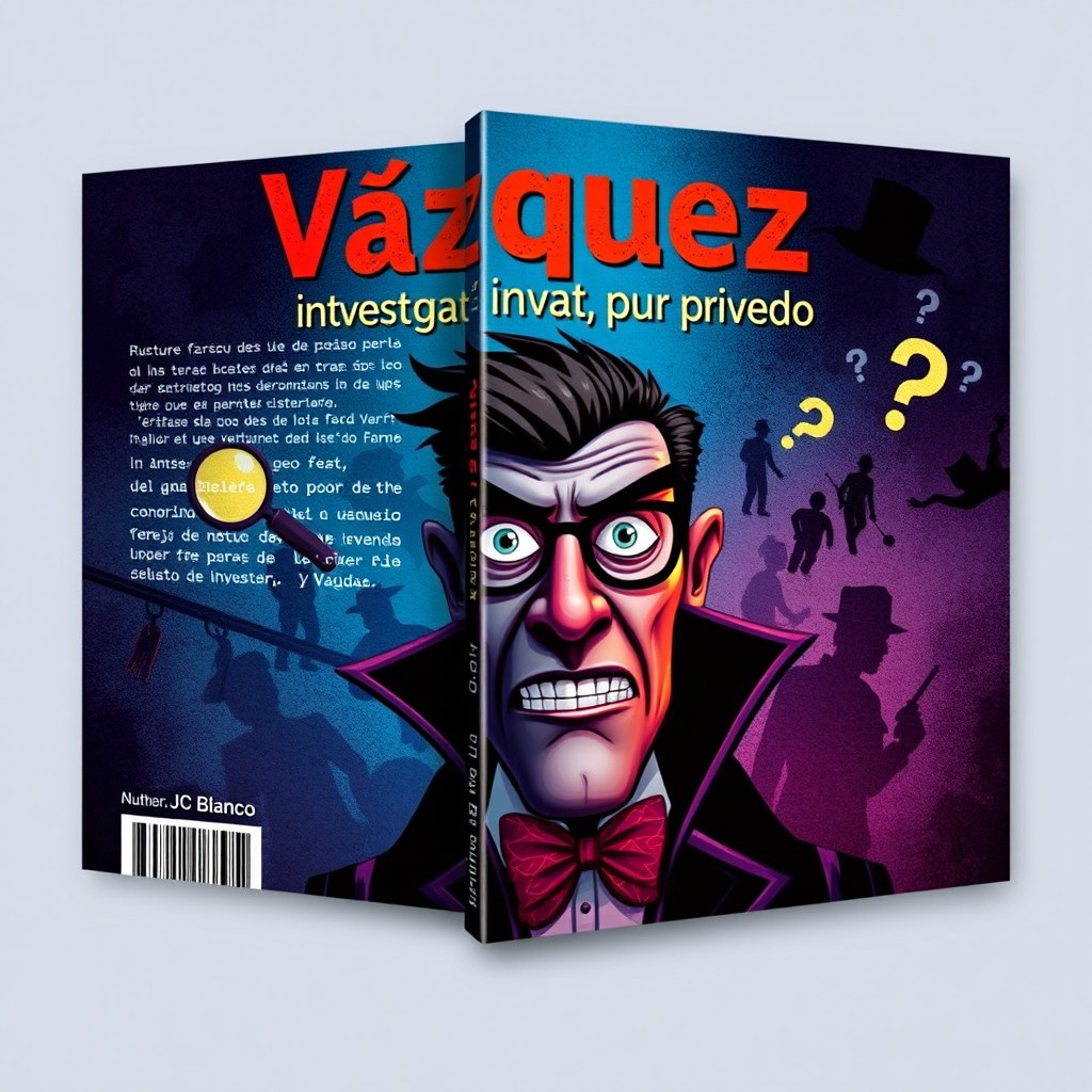 A compelling book cover design for the novel 'Vázquez, investigador privado' by JC Blanco