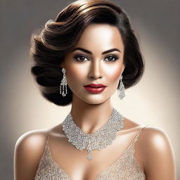 A high-quality digital art image of a woman exuding elegance and allure