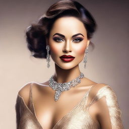 A high-quality digital art image of a woman exuding elegance and allure