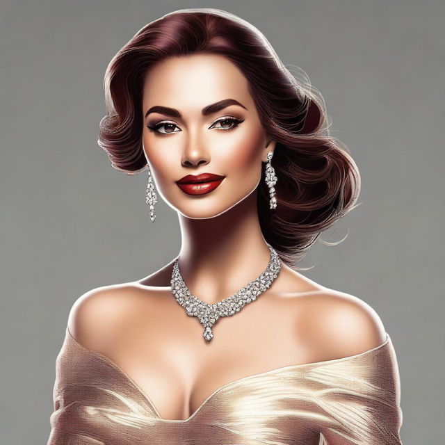 A high-quality digital art image of a woman exuding elegance and allure