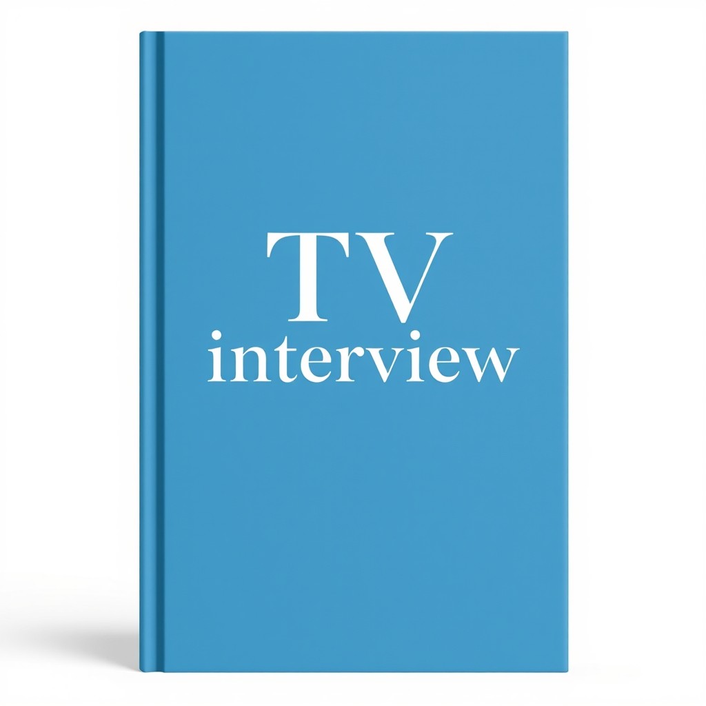 A sophisticated book cover for the title 'TV Interview', designed in a simple yet elegant style