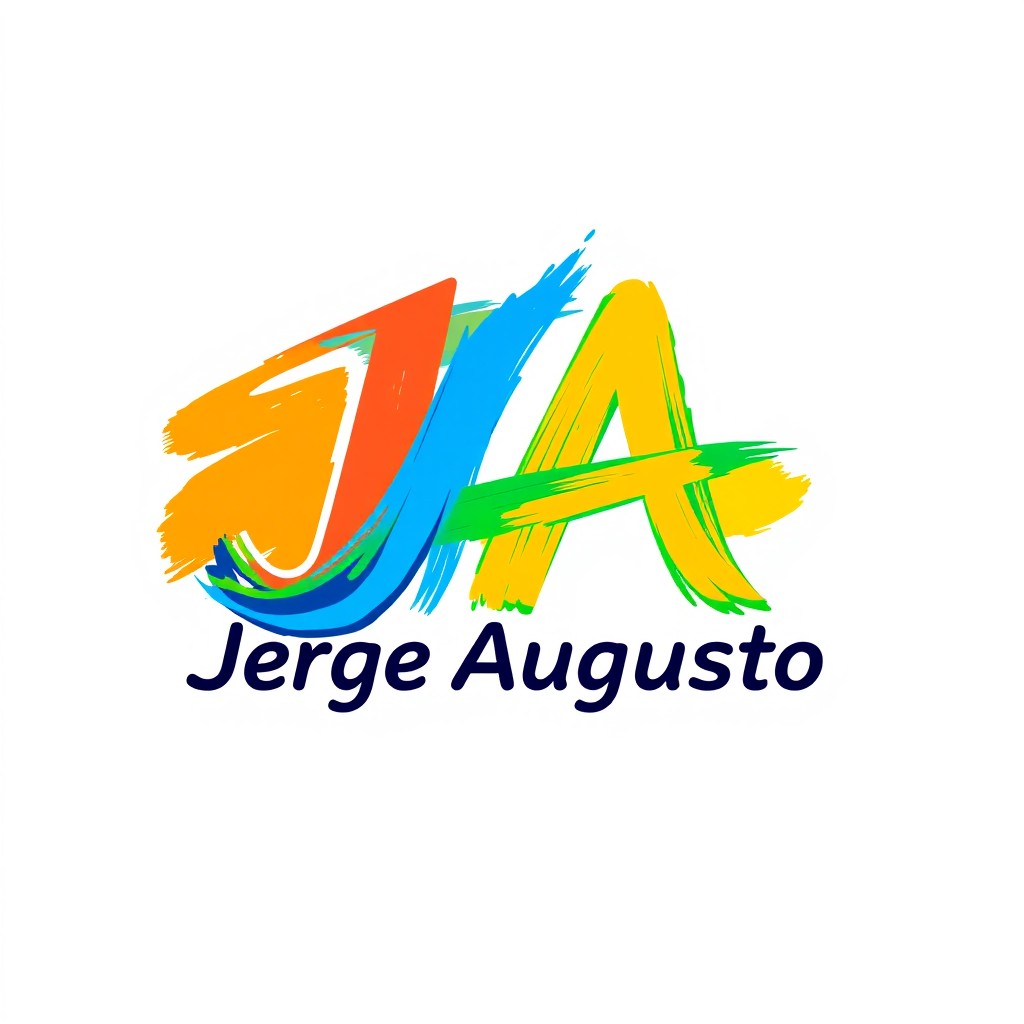 A vibrant and artistic logo design featuring the initials 'J' and 'A' for the name Jorge Augusto