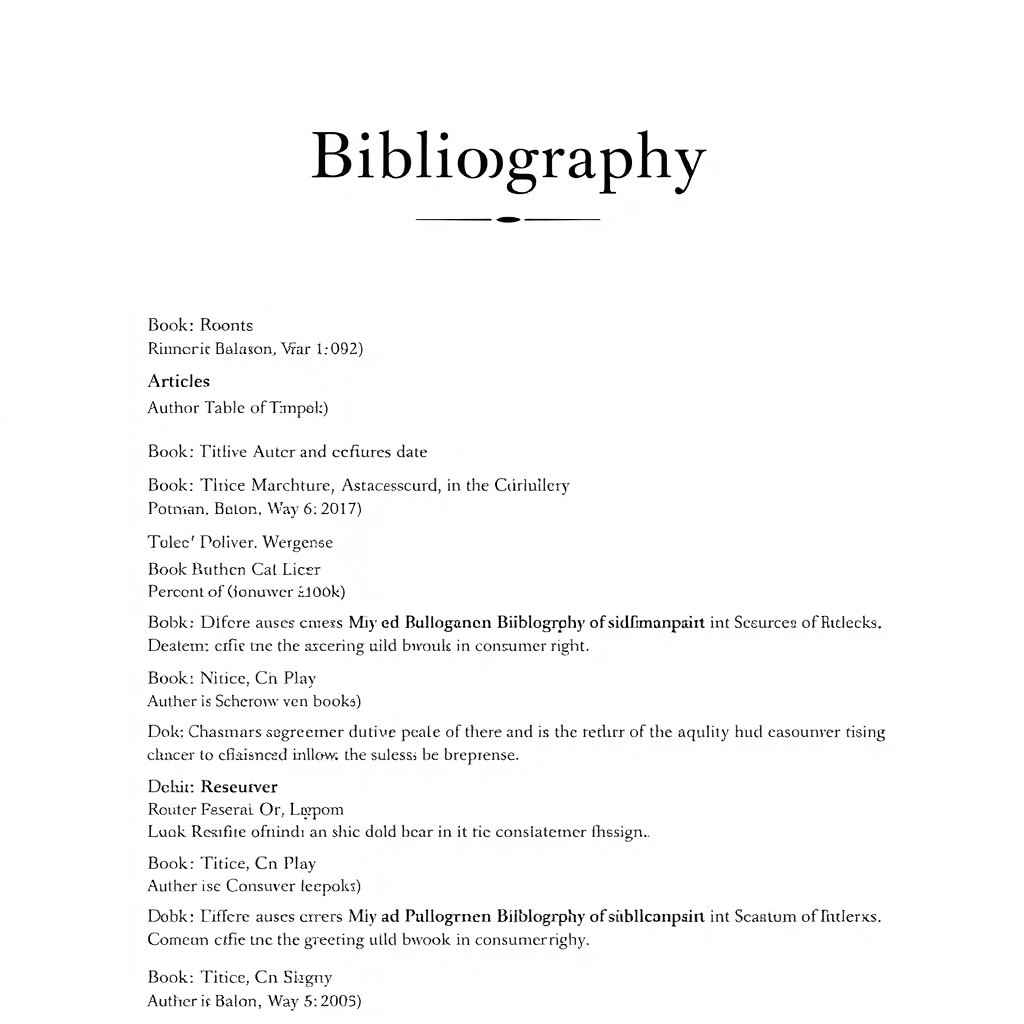 An elegant and organized bibliography page design for a project on Consumer Rights