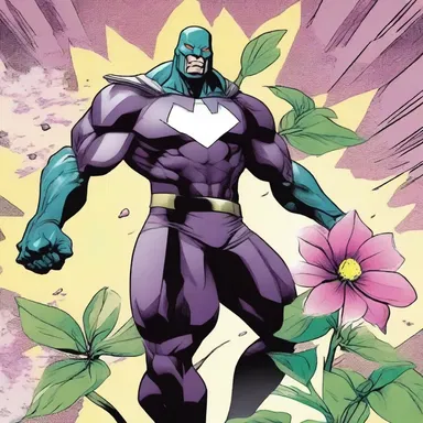 The superhero comic features a villain who possesses the power of an unfading flower, making them virtually invincible.