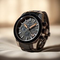 A luxury watch displayed prominently against a softly blurred background
