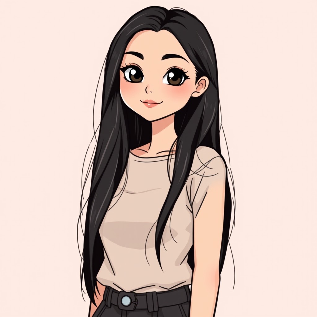 A cute woman standing confidently, with a height of 175 cm and weight of 65 kg
