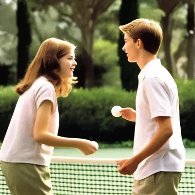 In the romantic movie 'Flipped', the main characters have a playful date where they hit a ping-pong ball back and forth.