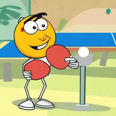 In the cartoon show 'Phineas and Ferb', the characters create a robot that can play table tennis using a ping-pong ball as the ball in the game.