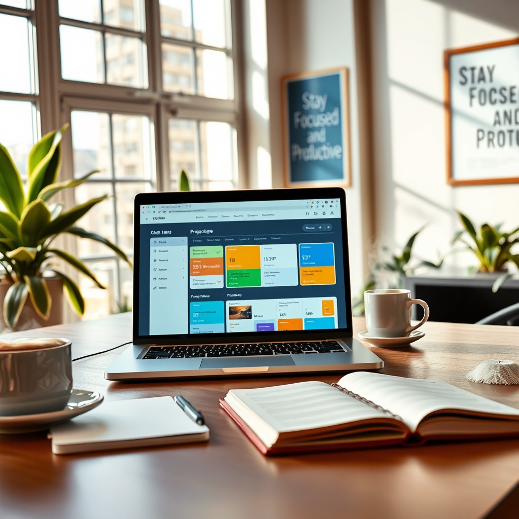 An inspirational scene depicting productivity in a modern workspace