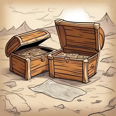 In the cartoon, the character stumbled upon a treasure chest hidden at the intercept of two ancient maps.
