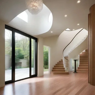 The cleverly designed foyer intercepted natural light to create a dramatic effect.