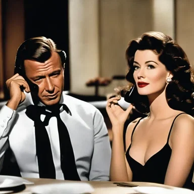 In the romantic movie, the spy intercepts the phone call between the two lovers, revealing their secret plans.
