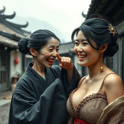 In a medieval Chinese village, a young, malevolent, and unattractive woman of small stature is depicted