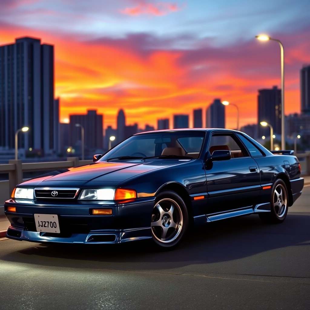 A stunning Toyota Soarer JJZ30 parked in an urban setting, showcasing its sleek lines and classic design