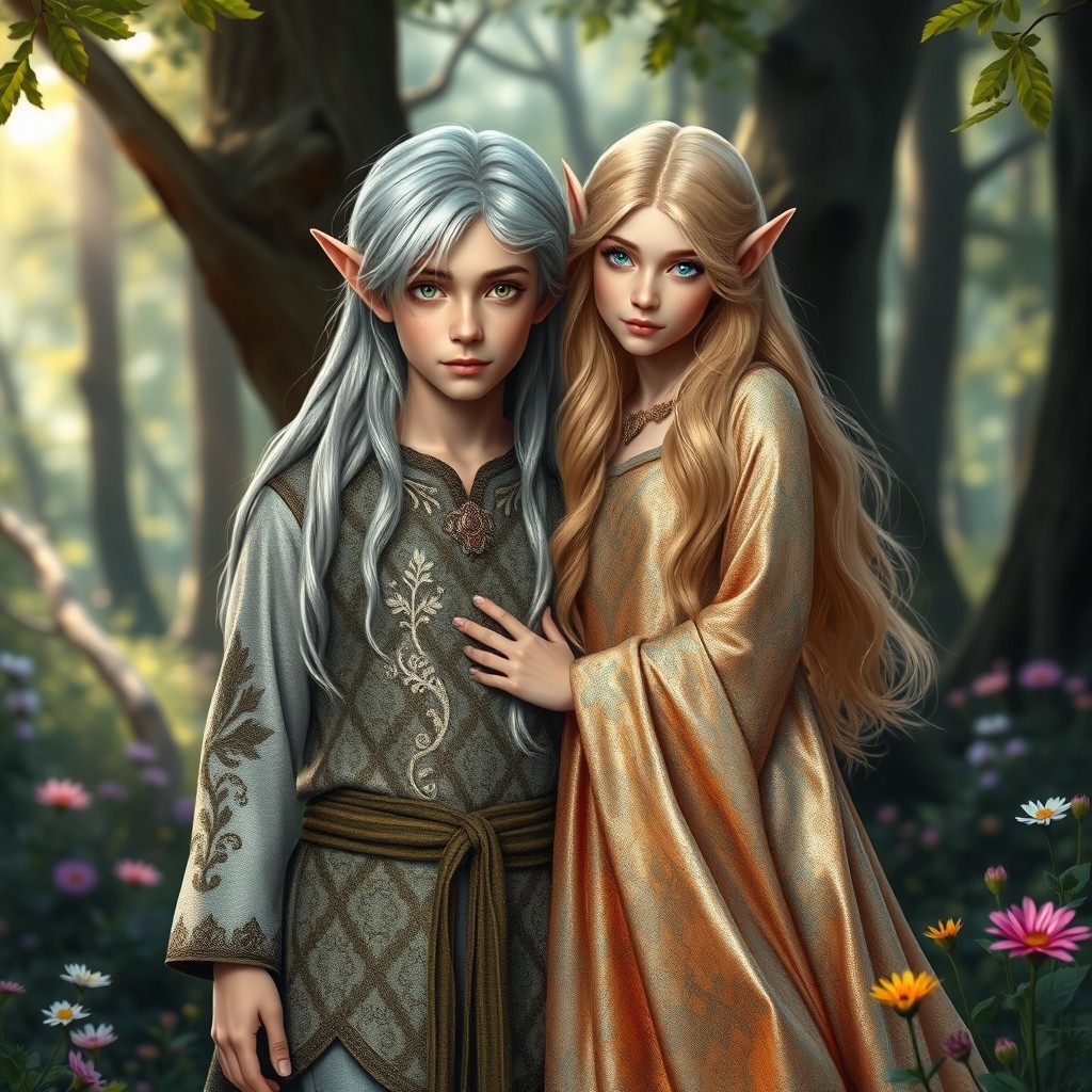 A captivating scene featuring twin elf brother and sister