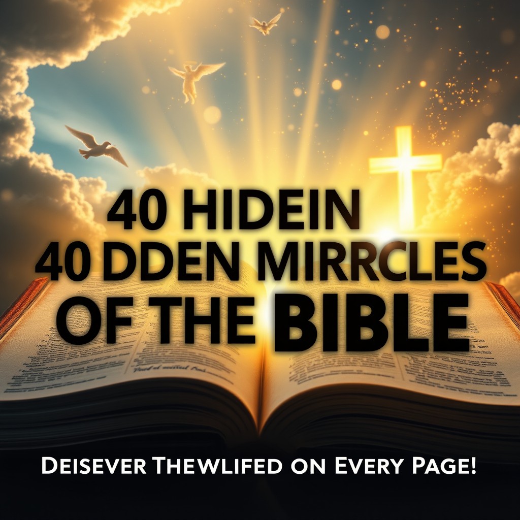 An ultra-realistic 8K thumbnail for a YouTube video titled "40 Hidden Miracles of the Bible That Will Transform Your Faith!"