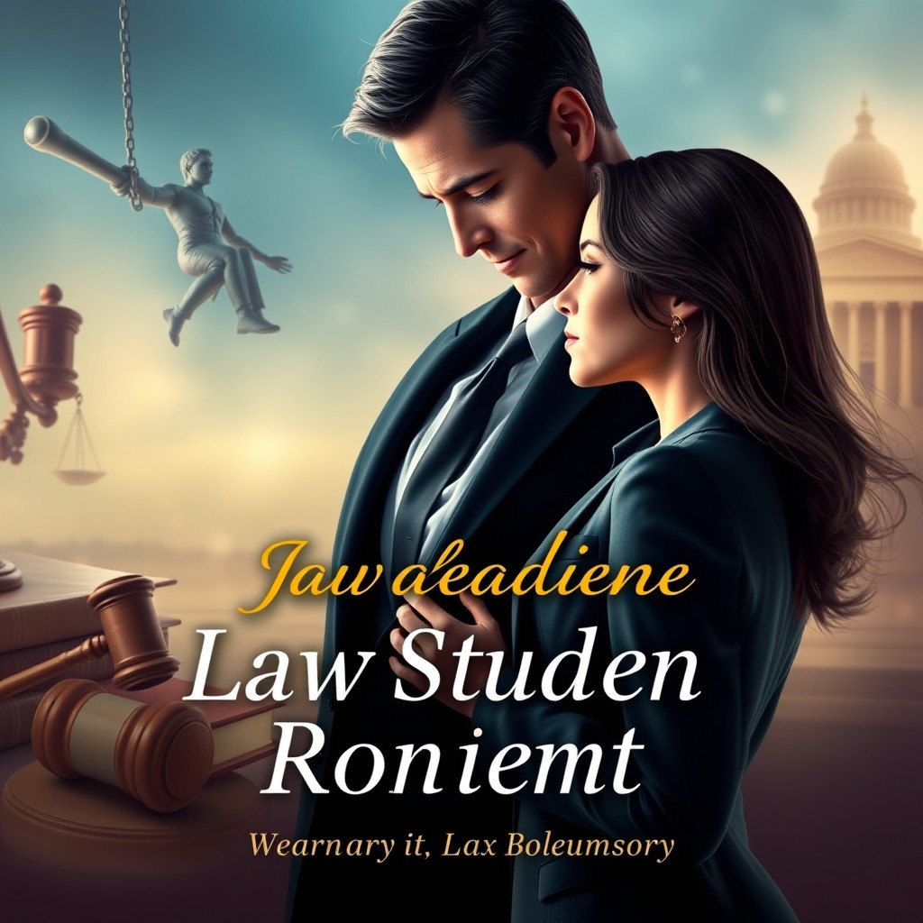 A romantic book cover depicting a forbidden romance between a law student and her professor, years later when she is a successful lawyer
