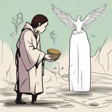 The protagonist presented a peace offering to the evil spirit, hoping to end its torment.